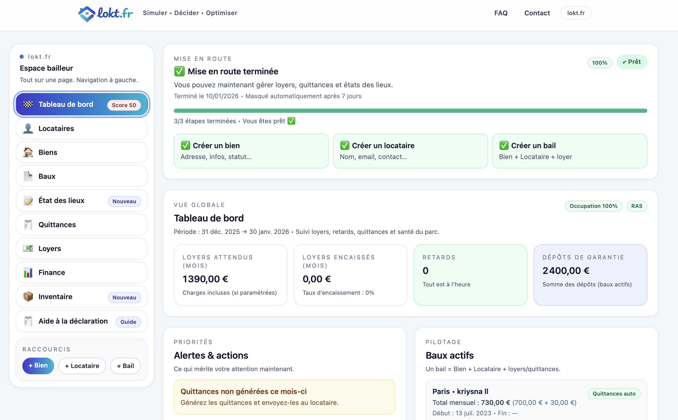 Aperçu espace bailleur lokt.fr