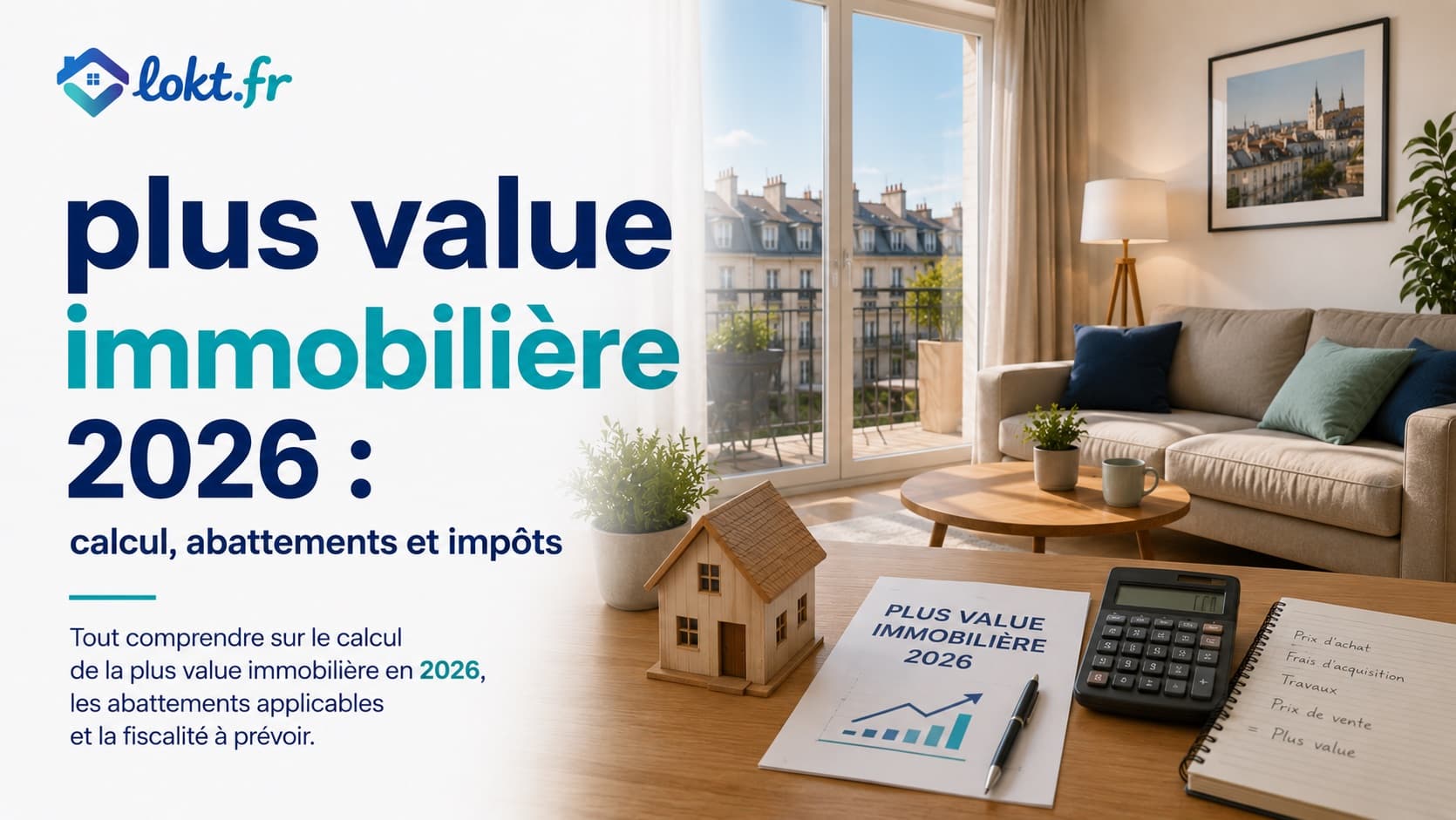 Plus-value immobilière 2026 : calcul, abattements et impôt