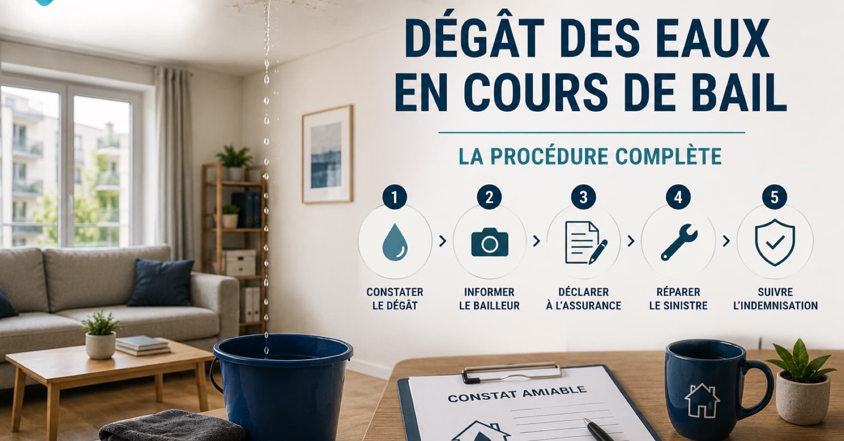 Dégât des eaux dans un logement loué : la procédure complète 2026