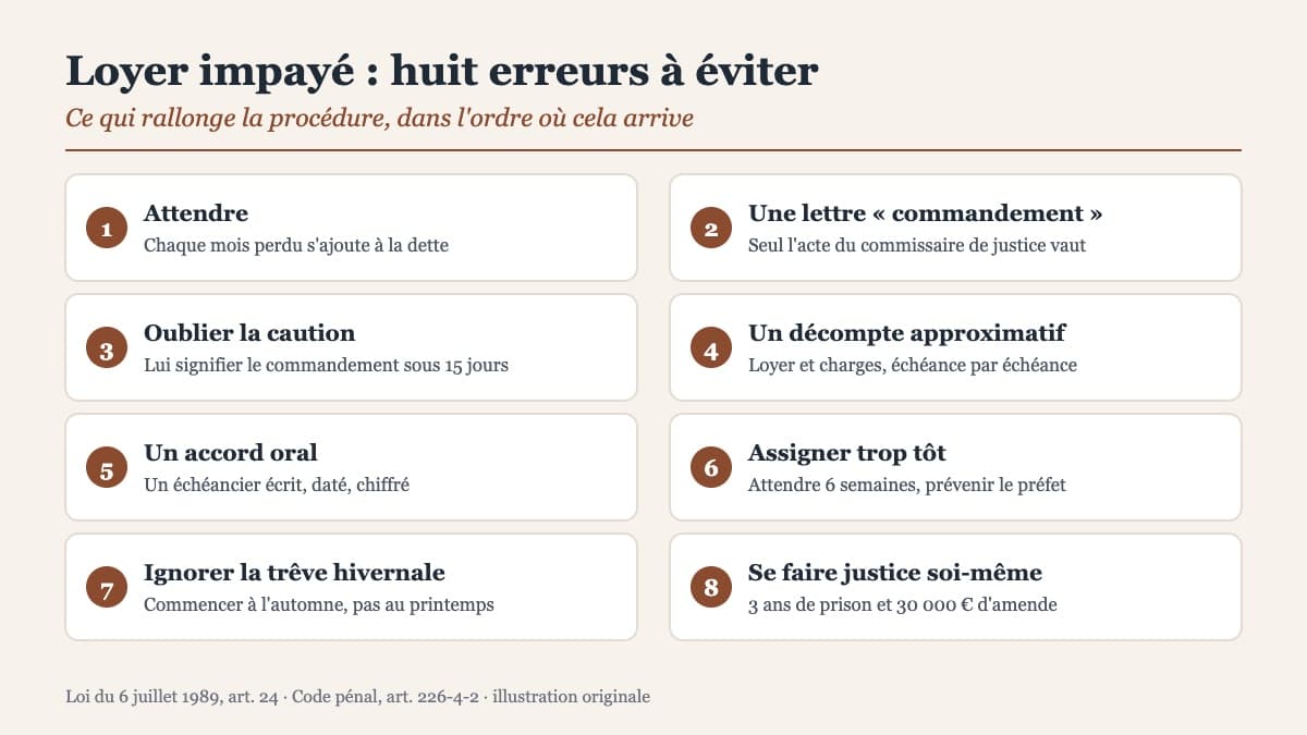 Loyer impayé : 8 erreurs qui rallongent la procédure