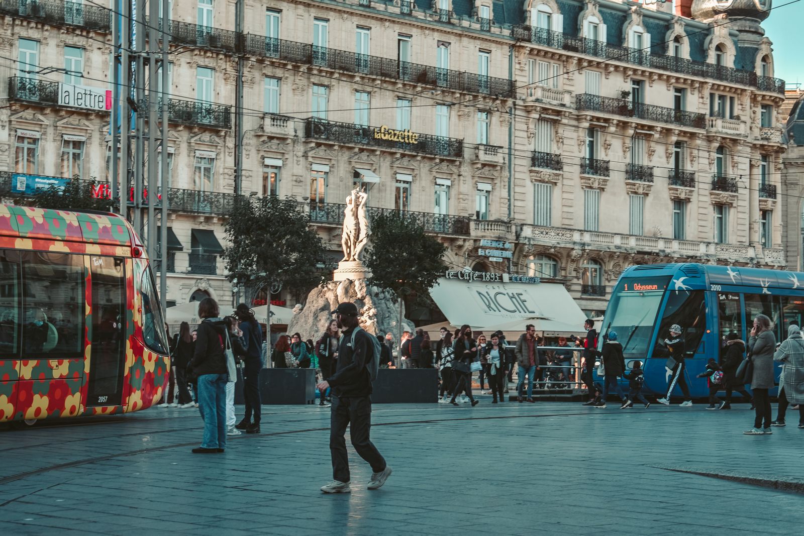 Tramway dans le centre de Montpellier